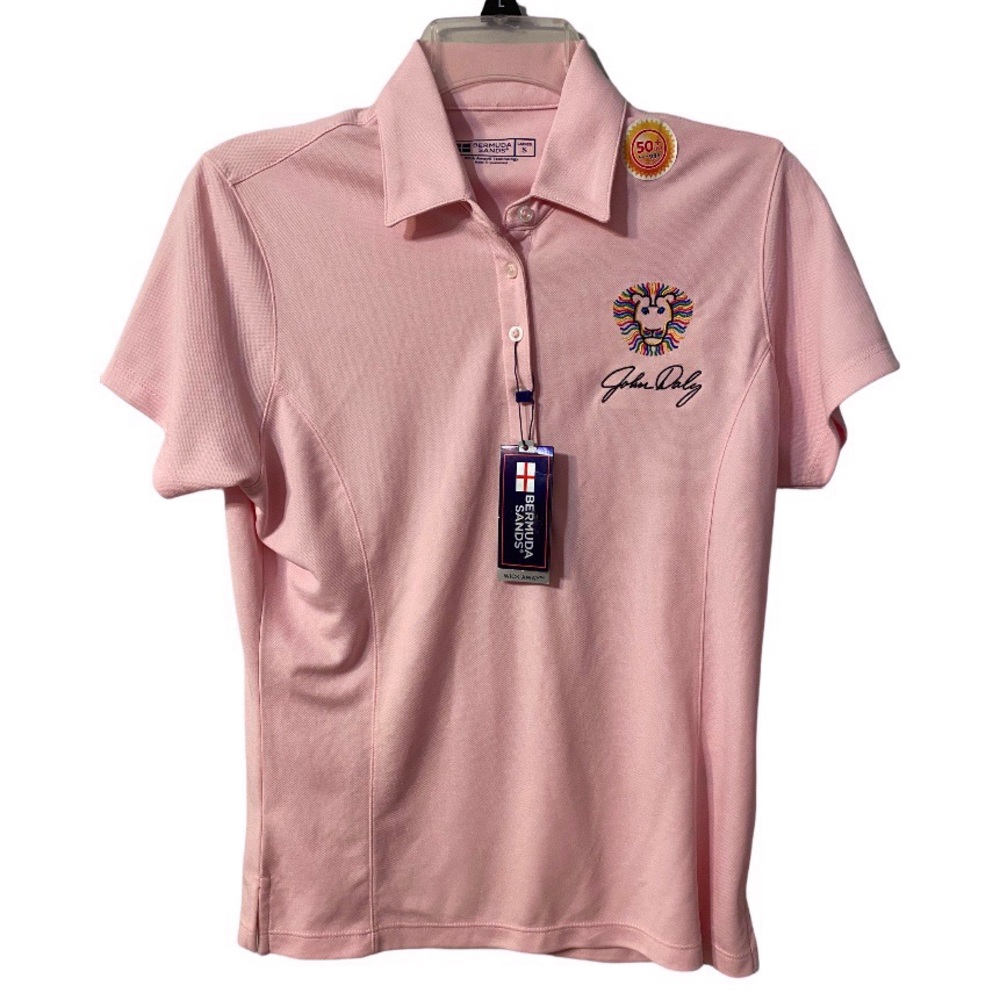 Womens Bermuda Sands John Daly Polo Golf Shirt UPF Protect Wick Away Pink Size S